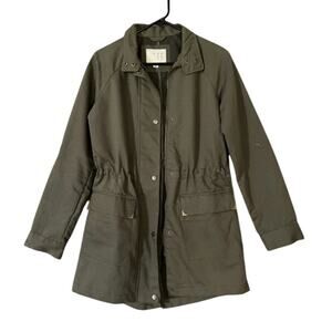 A New Day Green Utility Jacket Size M With Snap & Zip Closure